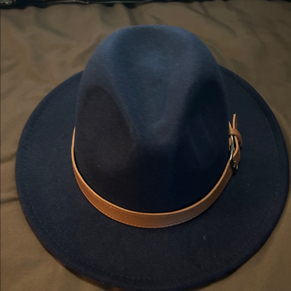 Men's Navy Fedora with Tan Band